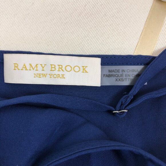 Ramy Brook Navy Blue Semi-Sheer Spaghetti Crop Top - Picture 3 of 3